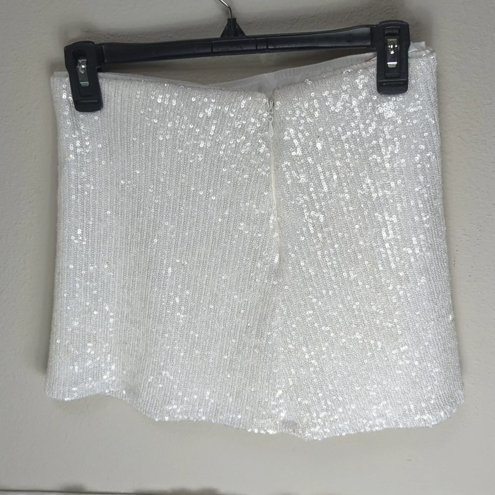 Show Me Your Mumu All Night Skort Skirt Women's XS White Sequins TOWER SHELF 2